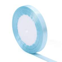 Ruy băng satin màu xanh nhạt, dài 25 thước/cuộn, chất liệu vải bóng, màu trơn, thích hợp để tự làm thiệp mời cưới, bó hoa cưới, gói quà, trang trí tiệc, đồ thủ công may vá, trang trí bánh cưới và sinh nhật, phụ kiện cưới, viền trang phục thanh lịch. - Màu xanh nhạt - Xem 9