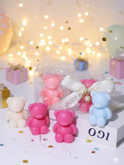Vela perfumada sin humo con diseño de oso mini lindo, duradera para el dormitorio, regalo de cumpleaños para mujer, vela perfumada hecha a mano DIY para decoración del hogar y el dormitorio, regalo de Navidad, velas de Navidad, fragancia navideña