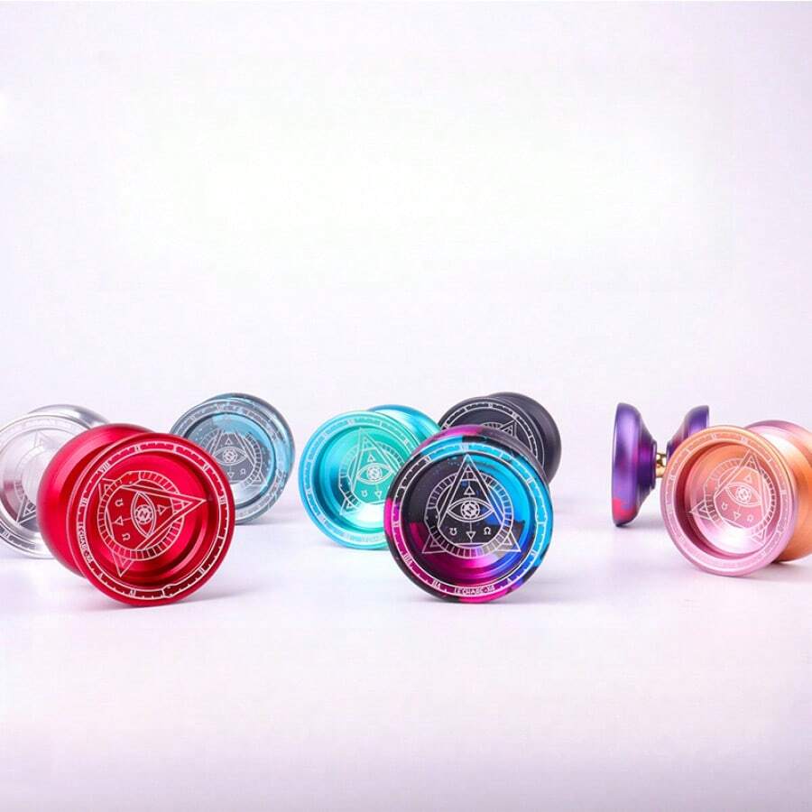1pc Enjoyable Yo-Yo Ball New Model X4, Single Metal Alloy Yo-Yo, Professional Competition Grade YOYO (Includes 5 Strings, 1 Glove, 1 Thin Bearing) - Multicolor - View 1