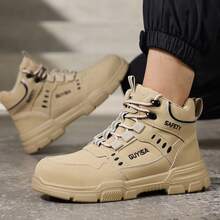 GUYISA Steel Toe Shoes, Anti-Smash, Anti-Puncture, Rotary Smart Buckle One-Second On/Off, High-Top, All-Season, Rubber Sole, Mining & Construction Boots, Men's Fashion High-Top Boots (This Is The CN Size, International Size May Differ, This Model Runs Large, Please Choose One Size Smaller!) - Khaki - View 5