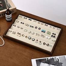 1pc Walnut Color Jewelry Organizer Tray, Necklaces Rings Jewelry Display Holder Tray, Gift For Girls Organizer Storage Box Travel Gifts - Walnut Tray - View 18