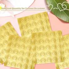 1000 Pieces Envelope Seal Stickers Gold Embossed Wax Seal Sticker For Envelopes Vintage Gold Heart Foil Wedding Stickers For Baby Shower Invitation Thank You Greeting Cards Letters DIY Labels - 金色 - 查看 4