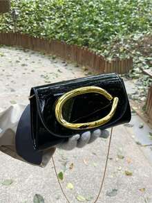 Tas Clutch Modis dan Serbaguna, Warna Kontras, Cocok untuk Perjalanan Sehari-hari dan Pesta Malam - Hitam - View 11
