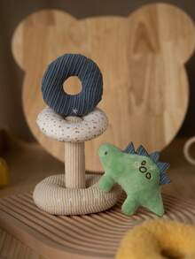 一套婴儿毛绒叠叠乐玩具，包含填充动物和彩色圆环，适合婴幼儿早教玩具、婴儿配件和旅行礼物 - 彩色 - 查看 6