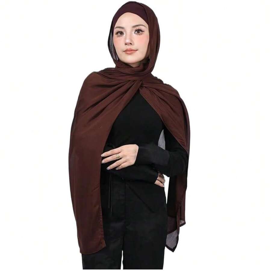 Modal Cotton Hijab Scarf For Women With Undercap Set,CoffeeBrown - CoffeeBrown - View 1