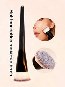1pc Flat Foundation Makeup Brush, New Black Handle Flat Top Powder Blush Contour Blush Brush,Foundation Brush,Concealer Brush,Blush Brush,Contour Brush,Blush Brush,Bronzer Brush,Powder Brush,Foundation Brush,Blush Brush