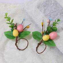 Easter Eggs Napkin Rings Set Of 6, Rattan Napkin Ring, Handmade Pastel Eggs Napkin Ring Holders, Farmhouse Napkin Rings For Easter Dr Dinner Weddings Parties (Eggs-6pc),27871371 - 水鴨藍 - 查看 1