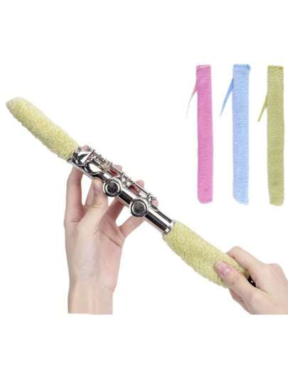 1PC Flute Cleaning Swab, Universal Bore Care Style In Soft White Microfiber Design With Flexible Plastic Rod And Anti-Scratch Tip, Multi-Functional Absorbent Cotton For Clarinet, Trumpet And Saxophone, [Wind Instrument Maintenance Kit And Moisture Absorber] Suitable For Daily Practice, Orchestra Rehearsals, Music Examinations And Instrument Preservation