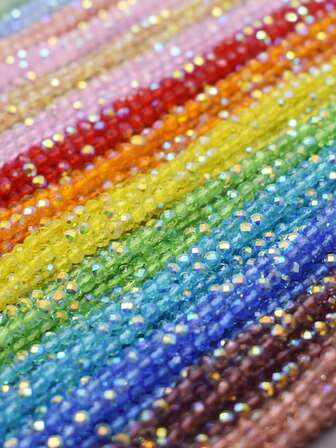 3毫米 1串 130颗 天然石圆形刻面尖晶石切割多色玻璃珠，用于珠宝制作 DIY 项链手链