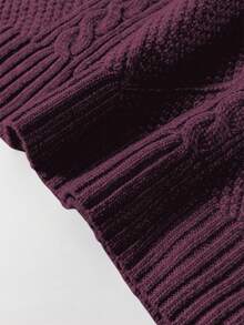 Acelitt Đầm len dệt kim màu trơn, họa tiết nổi, trễ vai dành cho nữ cỡ lớn, thích hợp cho mùa Thu/Đông (Khuyến nghị chọn nhỏ hơn một cỡ để vừa vặn hơn) - Màu Đỏ Sâu - Xem 9