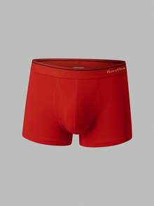 3pcs Norcotton Men's Boxer Briefs, Cotton Boxer Shorts, Christmas Red Trunks