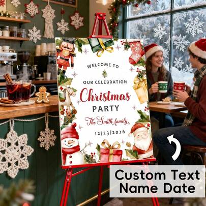 Customized Christmas Welcome Sign, Personalized Text Welcome Plaque, Party Gifts, Entrance Signage, Upload Your Photo, Suitable For Birthday, Retirement, Wedding Party ,Forever Love