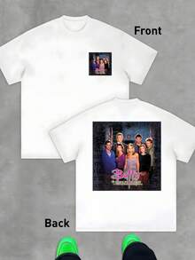 A Group Of Friends Symbolizing Courage, Unity, And The Fight Against Darkness In An Urban World Full Of Mysteries, Conveying Strength And Hope In Every Detail. Men's T-Shirt, Double-Sided, 100% Cotton - 白色 - 查看 8