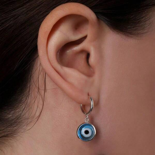 Of Two Spiritual Protection Round Blue Nazar Evil Eye Drop Huggie Mini Hoop Earrings Endless For Women Teen Murano Gla...