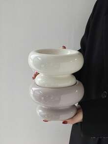 1个现代亮面陶瓷宠物碗 - 时尚简约设计，防滑加高喂食器，适用于猫狗，时尚宠物食品/水碗，家居装饰爱好者的理想之选 - 彩色 - 查看 3