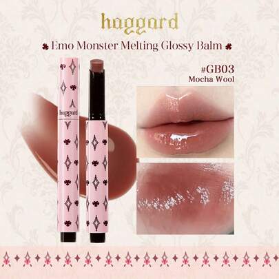 haggard Son bóng Emo Monster Melting Glossy Balm GB03 Mocha Wool. Son bóng dạng đặc mịn. Cho vẻ ngoài bóng mượt. Tạo đôi môi căng mọng. Dưỡng ẩm. Chăm sóc môi. Bao bì hoạt hình dễ thương. Quà tặng tuyệt vời cho bạn bè. 1.9g/0.07oz