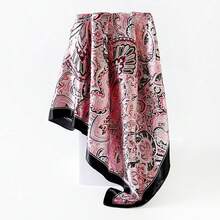 Classic Cashew Silk Scarf 90cm Headscarf; Printed Square Scarf, Printed Square Scarf, Silk Scarf, Smooth Fabric, Headscarf, Binding Bag, Decorative Silk Scarf And Scarf For Daily Use - D9359粉末 - 查看 2
