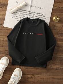 3pcs/Set Boys' Casual Printed Crew Neck Long Sleeve T-Shirts, Autumn Student Youth Clothing