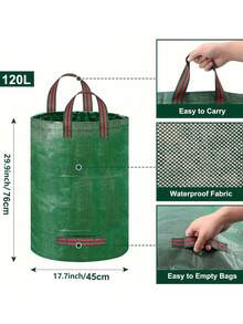 Large Capacity Foldable Garden Leaf Collection Bag - PP Waterproof Woven Plant Waste Trash Bag