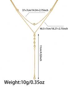1件简约锆石镶嵌Y形项链，女士时尚优雅吊坠项链，适合日常、派对、晚宴佩戴 - 彩色 - 查看 4