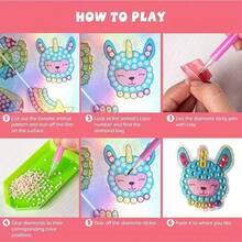 12pcs 5D DIY Diamond Painting Sticker Set, Cartoon Animal Acrylic Mosaic Art Craft Kit, Suitable For Kindergarten Creative Projects, Children Diamond Painting Set