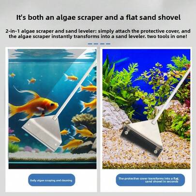 Fish Tank Cleaning Tool Flat Sand Algae Removal Dual-Use Glass Algae Removal Scraper Household Cleaning Tool Aquarium Accessories