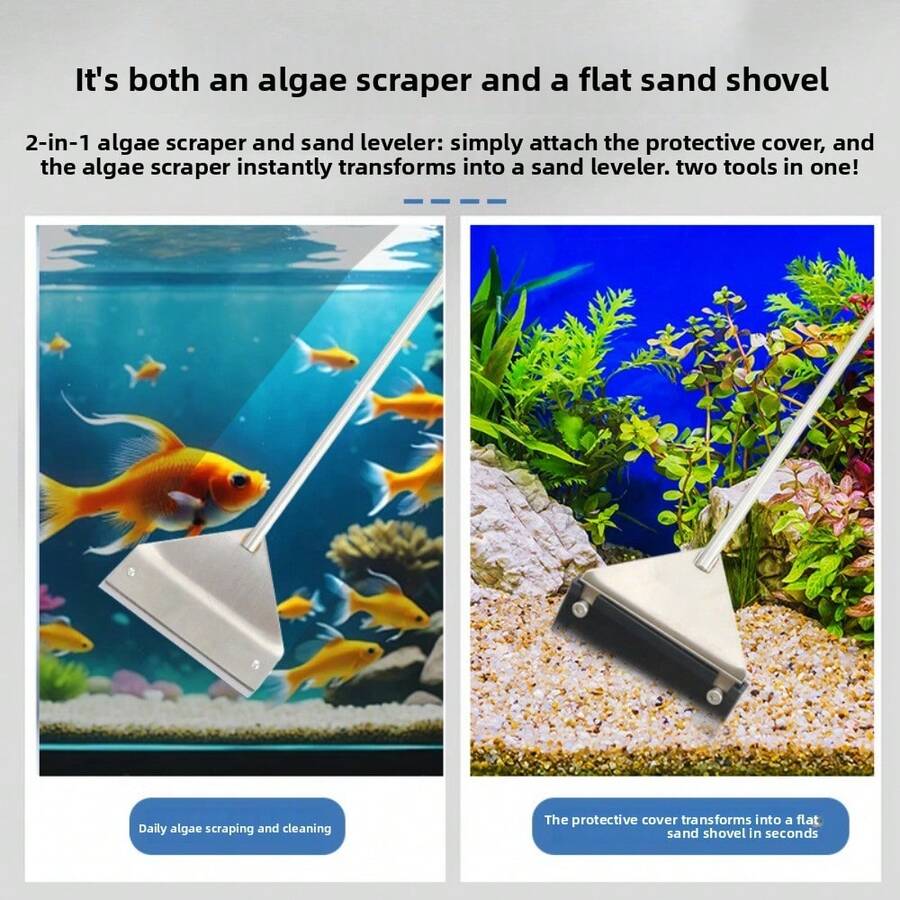Fish Tank Cleaning Tool Flat Sand Algae Removal Dual-Use Glass Algae Removal Scraper Household Cleaning Tool Aquarium Accessories - Straight Head - View 1