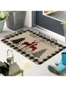 Christmas Gingerbread Man Pattern Kitchen Mat Set, Anti-Fatigue Anti-Slip Flannel Carpet, Suitable For Sink, Bedroom, Living Room, Dining Room, Easy To Clean, Stain Resistant, Made Of Polyester, Machine Washable - Multicolor - View 28