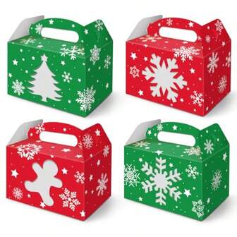 12PCS Cristmas Oliday Cardboard Gift Es Ery Food Container Wit Clear Ow Xmas Gingeread Coe Es Winter Snowflake Fr