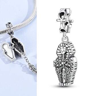 1 pieza Colgante de momia antigua misteriosa plateada en plata, abierto, adecuado para hacer pulseras, collares y joyería DIY, regalo personalizado único, para uso diario