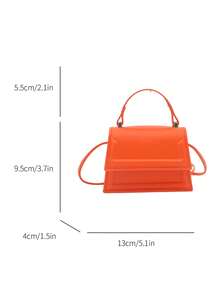 1pc Orange Mini Fashionable Minimalist Textured Handbag, Small Square Bag, Lipstick Pouch, Versatile Cute Shoulder Bag - Orange - View 12