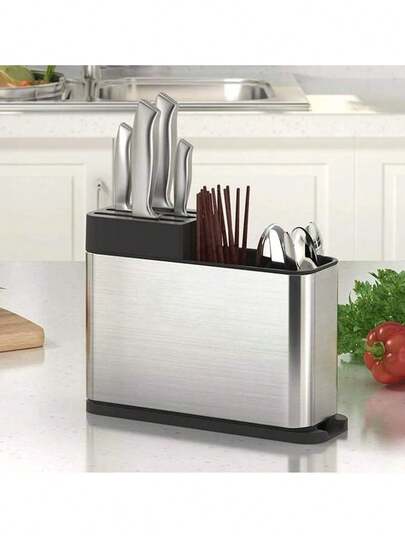 Organizador De Cubiertos Y Utensilios, Soporte para Utensilios de Cocina Bloque de Cuchillos con escurridor