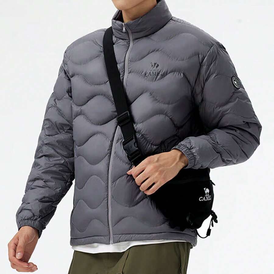 CAMEL CROWN Men's Lightweight Outdoor Down Jacket, New Autumn/Winter Style, 90% Down, Stand Collar, Warm And Ribbed Down Mountaineering Suit. - Tranquil Gray - View 1