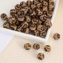 5/10颗时尚豹纹水钻珠，豹纹立方体珠，直孔串珠配件，适用于手工DIY珠宝制作，项链，手链，耳环，包链，钥匙扣，拉链吊坠 - 彩色 - 查看 3