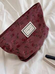 1个灯芯绒复古玫瑰化妆包，斑马纹化妆包，旅行收纳包，多功能储物包，旅行便携洗漱包，可收纳钥匙、口红、硬币、手机、耳机和护肤品，适合旅行、出差、约会、聚会、度假、浴室使用、工作、学习和日常收纳。送给女友、朋友、家人和老师的最佳礼物，生日礼物、节日礼物、情人节礼物。 - 彩色 - 查看 1