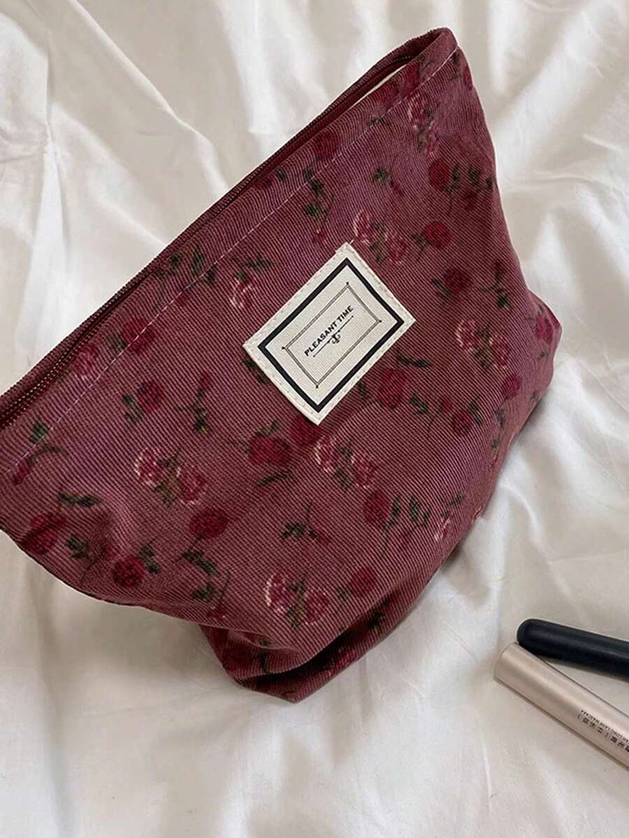 1个灯芯绒复古玫瑰化妆包，斑马纹化妆包，旅行收纳包，多功能储物包，旅行便携洗漱包，可收纳钥匙、口红、硬币、手机、耳机和护肤品，适合旅行、出差、约会、聚会、度假、浴室使用、工作、学习和日常收纳。送给女友、朋友、家人和老师的最佳礼物，生日礼物、节日礼物、情人节礼物。 - 彩色 - 查看 1