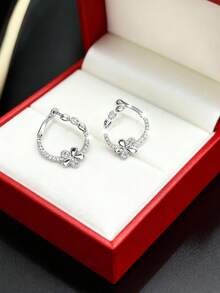 1 Đôi bông tai hình hoa thời trang và thanh lịch, mạ vàng 18K đính đá Cubic Zirconia, tinh tế và sáng bóng, phù hợp cho phụ nữ đeo hàng ngày, dự đám cưới, tiệc tùng, làm quà tặng kỷ niệm, cũng rất tuyệt vời làm quà Giáng sinh mùa đông. - bông tai - Xem 19