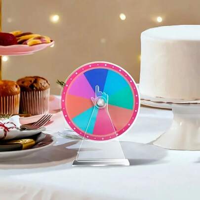 4英寸亚克力彩虹旋转奖品轮盘，附赠1支白板笔 - 色彩鲜艳的设计，适用于婚礼、生日、派对、博彩游戏、贸易展览和嘉年华 - 耐用的非电动游戏轮盘，可用于决策、幸运游戏和节日礼物，也适用于棋盘游戏、户外活动、商场抽奖、家庭娱乐、办公室团队建设，是奖品轮盘、新年礼物、趣味礼物和派对礼物的完美个性化礼物。