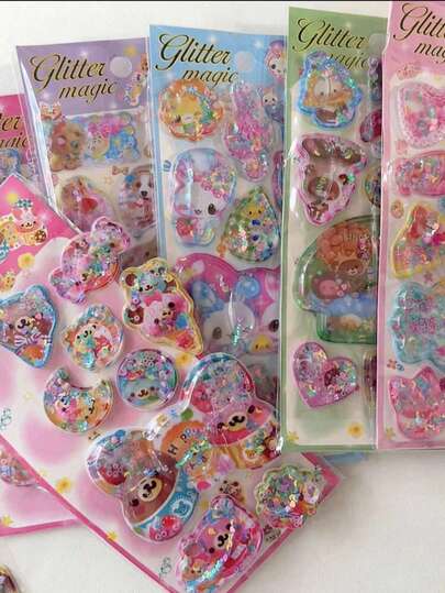 3D卡通动物水彩装饰贴纸，适用于笔记本、日记本、杯子、手机壳、文具装饰（款式和颜色随机）