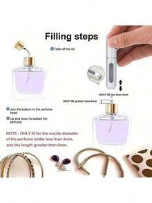 5ml Refillable Perfume Atomizer Spray Bottle, Single Pack, Shiny Pink Fragrance Bottle Sprayer Pump Storage Container For Travel, Living Room, Bedroom, Bathroom Home Decor, Wedding, Party, Birthday, Men's Gift, Mom Dad Friend, New Year, Accessory, Fun Gift - Bạc - Xem 6