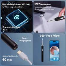 GSYY Ear  Removal Tool With 8 Pcs Ear Set Eaer With Camera And Lig For Detailed Inecn Ear Removal Kit With 4 Ear Oons And LED Illuminan Cpatible With IOS Android Deces For  And Effective Eaing At He - Màu be - Xem 4