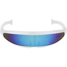 JDD Novedad Futurista anteojos de sol con espejo monobloque, traje azul - 1 - Ver 8