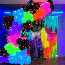 ECEAE 145 piezas de neón que brilla en la oscuridad,globosíris,rojo,azul,amarillo verde,suministros de fluorescente para discoteca,fiestas brillantes,celebraciones de cumpleaños con - 1 - Ver 9