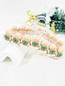 1pc Women's Christmas Gingerbread Backpack With Cute Gingerbread Man & Big Bow Design Hair Clip Winter Hair Accessories Elegant Claw Clip Women Hair Claw Hair Clutch - Gingerbread Man - View 18