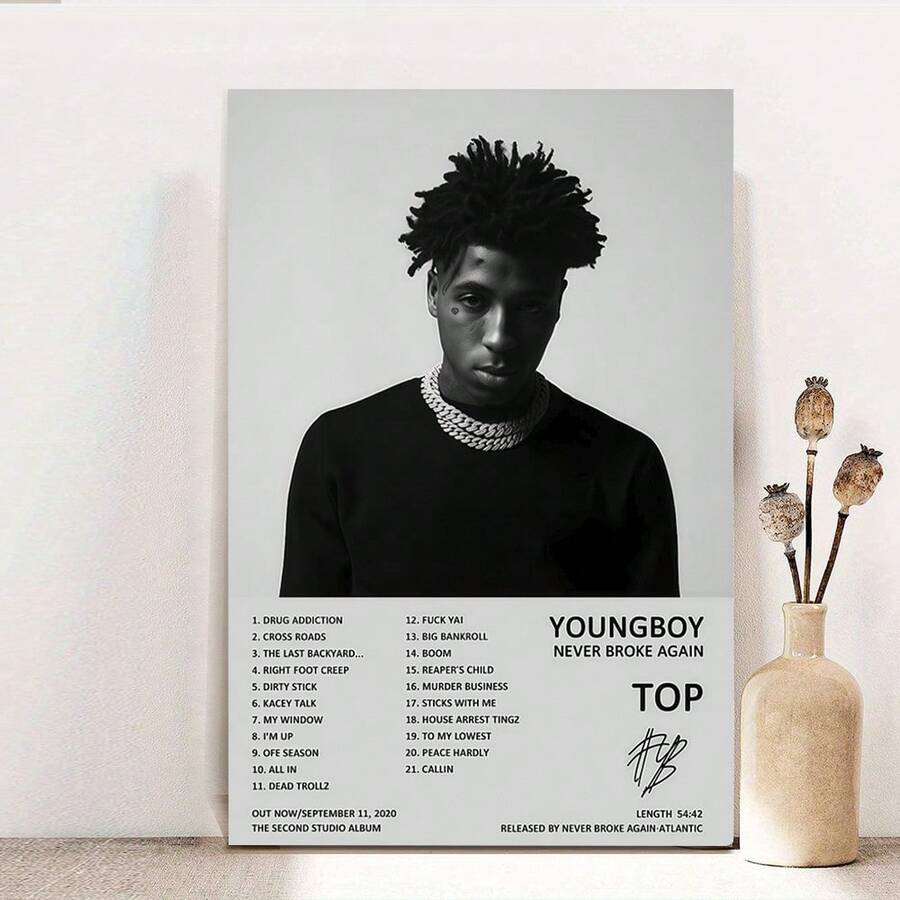 Framed YoungBoy Never Broke Again Top Music Album Cover Canvas Poster Wall Art Decor Print For Living Room Bedroom Decoration - 裱框 - 查看 1