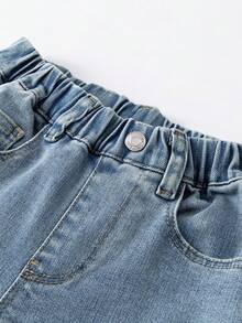 mini bala Girls  Pants, Soft & Flowing Wide Leg Style, Fall Comfortable Wear - Denim Medium Blue - View 6