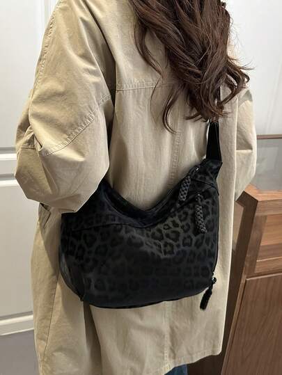 2025 Autumn/Winter New Korean Fashion Versatile Leopard Print Personalized Shoulder Underarm Crossbody Handbag For Women