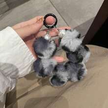 Brazalete de muñeca de peluche con estampado de leopardo de moda, adecuado para teléfono, auriculares, colgante de bolso, accesorio de mujer de alta gama, otoño/invierno - Multicolor - Ver 12
