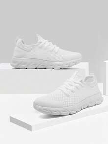 أحذية رياضية رجالية موضة، مصنوعة من شبكة تنفس، ملابس الشارع مضادة للانزلاق، أحذية جري خفيفة الوزن للرياضة والمشي، باللون الأبيض