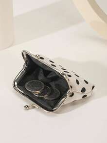 Polka Dot Pattern Women's Fashion Versatile Lightweight Wallet, Suitable For Anniversary, Birthday And Other Occasions, Also Suitable As A Gift For White-Collar Workers, Unisex, Mini Wallet, Coin Purse - Đen và trắng - Xem 4